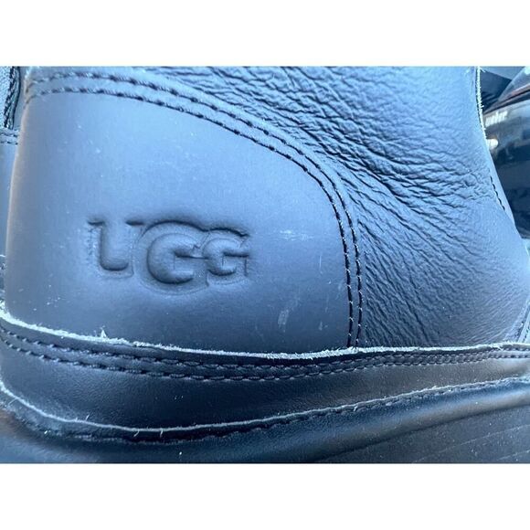 UGG ULTRA BLACK MATTE NEUMEL PLATFORM LEATHER WOOL BOOTS 10 WOMEN MSRP $225 - Picture 6 of 13